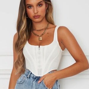 NWT white fox bad gal bustier (white, size:xs)